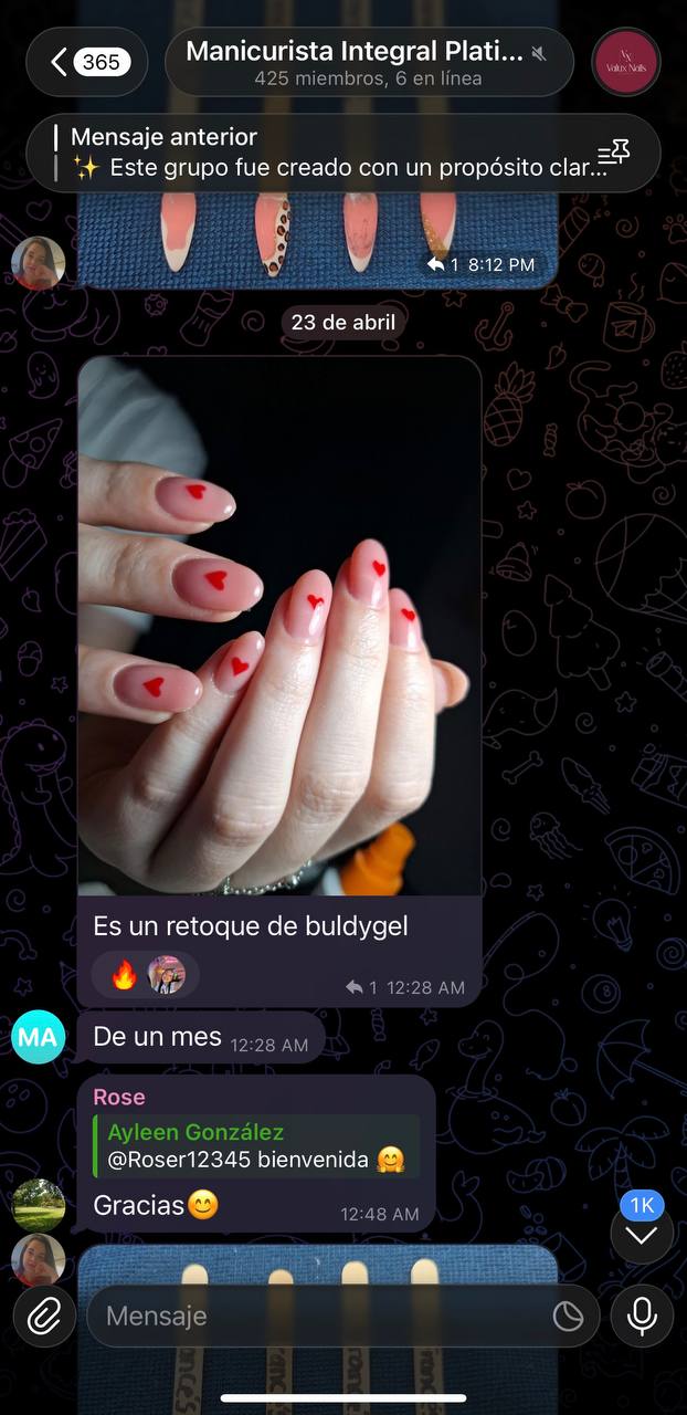 Conversación original de una alumna, captura 1, sin recortes